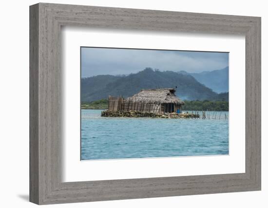 Traditional hut on a very little islet, Achutupu, San Blas Islands, Kuna Yala, Panama, Central Amer-Michael Runkel-Framed Photographic Print
