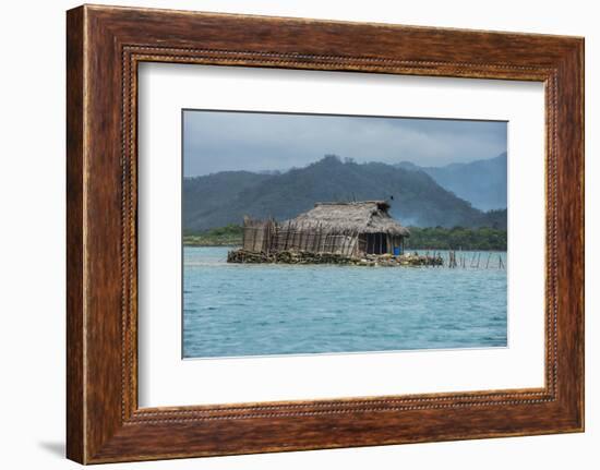Traditional hut on a very little islet, Achutupu, San Blas Islands, Kuna Yala, Panama, Central Amer-Michael Runkel-Framed Photographic Print