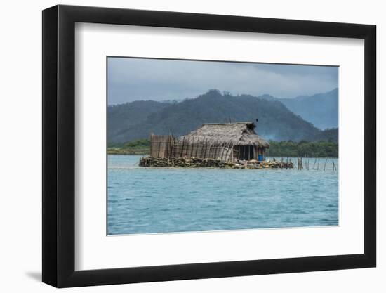 Traditional hut on a very little islet, Achutupu, San Blas Islands, Kuna Yala, Panama, Central Amer-Michael Runkel-Framed Photographic Print