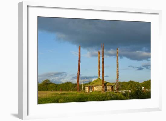 Traditional Hut with Piles on West Coast of Grand Terre, New Caledonia, Melanesia, South Pacific-Michael Runkel-Framed Photographic Print