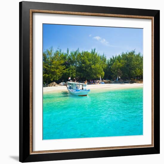 Traditional Indonesian Outrigger Boat in Crystal Clear Waters of Gili Trawangan, Indonesia-Matthew Williams-Ellis-Framed Photographic Print