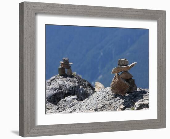 Traditional Inushuk Cairns at the Peak of Whistler Mountain, Whistler, British Columbia, Canada, No-Martin Child-Framed Photographic Print