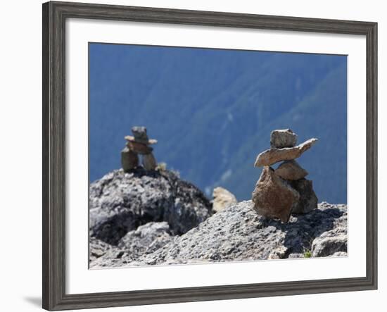 Traditional Inushuk Cairns at the Peak of Whistler Mountain, Whistler, British Columbia, Canada, No-Martin Child-Framed Photographic Print