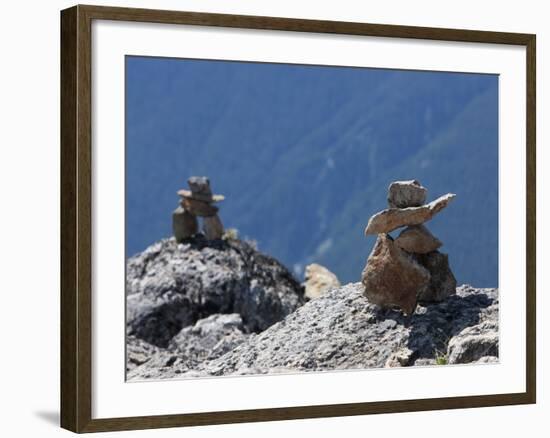 Traditional Inushuk Cairns at the Peak of Whistler Mountain, Whistler, British Columbia, Canada, No-Martin Child-Framed Photographic Print