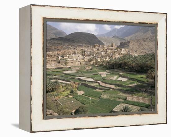 Traditional Jabali Village with Palmery in Basin in Jabal Akhdar, Bilad Sayt, Oman, Middle East-Tony Waltham-Framed Premier Image Canvas