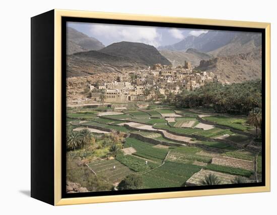 Traditional Jabali Village with Palmery in Basin in Jabal Akhdar, Bilad Sayt, Oman, Middle East-Tony Waltham-Framed Premier Image Canvas