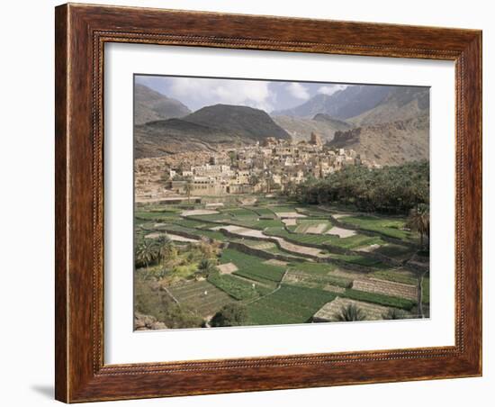 Traditional Jabali Village with Palmery in Basin in Jabal Akhdar, Bilad Sayt, Oman, Middle East-Tony Waltham-Framed Photographic Print