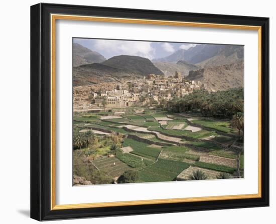 Traditional Jabali Village with Palmery in Basin in Jabal Akhdar, Bilad Sayt, Oman, Middle East-Tony Waltham-Framed Photographic Print