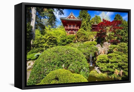 Traditional Japanese Pavilions In A Garden-George Oze-Framed Premier Image Canvas