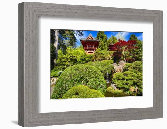 Traditional Japanese Pavilions In A Garden-George Oze-Framed Photographic Print