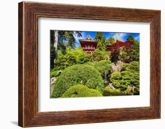 Traditional Japanese Pavilions In A Garden-George Oze-Framed Photographic Print