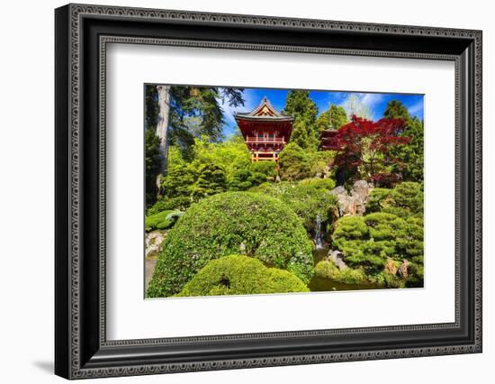 Traditional Japanese Pavilions In A Garden-George Oze-Framed Photographic Print