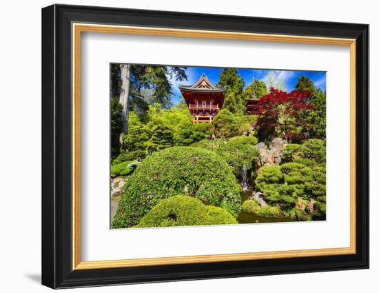 Traditional Japanese Pavilions In A Garden-George Oze-Framed Photographic Print