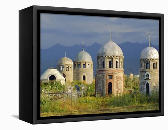 Traditional Kirghiz Cemetary, Near Burana Tower, Kyrgyzstan, Central Asia-Upperhall Ltd-Framed Premier Image Canvas