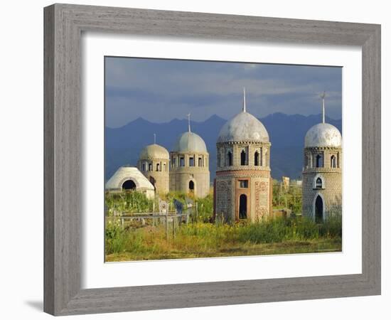 Traditional Kirghiz Cemetary, Near Burana Tower, Kyrgyzstan, Central Asia-Upperhall Ltd-Framed Photographic Print