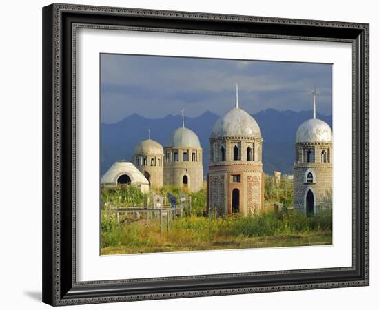 Traditional Kirghiz Cemetary, Near Burana Tower, Kyrgyzstan, Central Asia-Upperhall Ltd-Framed Photographic Print