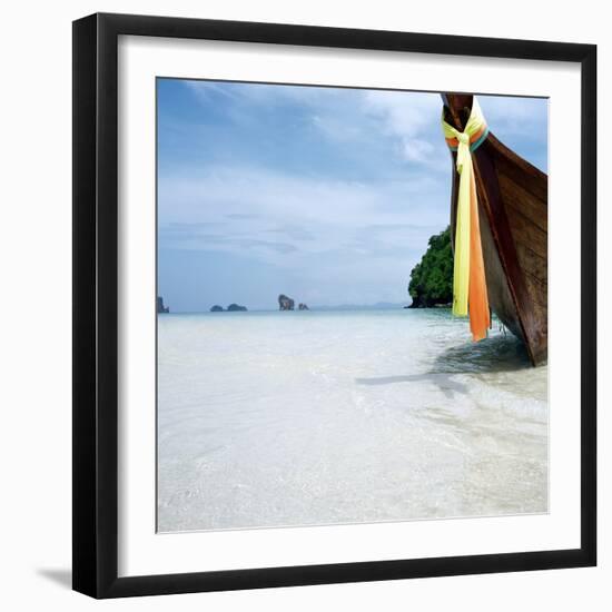 Traditional long tail boat, Thailand-null-Framed Photographic Print