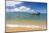 Traditional Long-Tailed Fishing Boat Moored Off Maenam Beach on the North Coast of Koh Samui-Lee Frost-Mounted Photographic Print