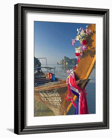 Traditional Longtail Boat, Ao Lo Dalam, Ko Phi Phi, Thailand-Alan Copson-Framed Photographic Print