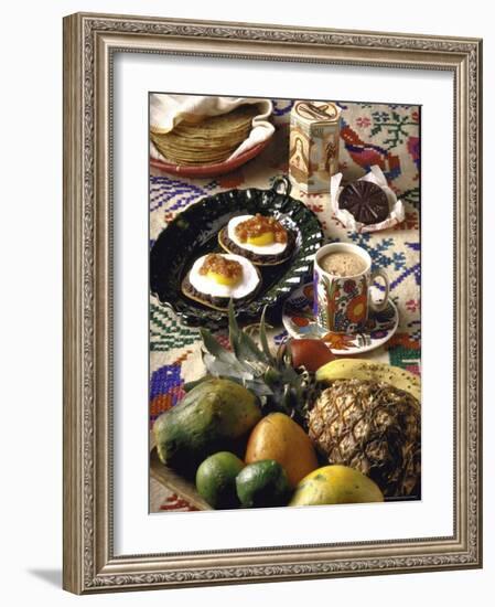 Traditional Mexican Breakfast: Fried Tortillas, Chocolate, Huevos Rancheros and Fresh Fruit-John Dominis-Framed Photographic Print