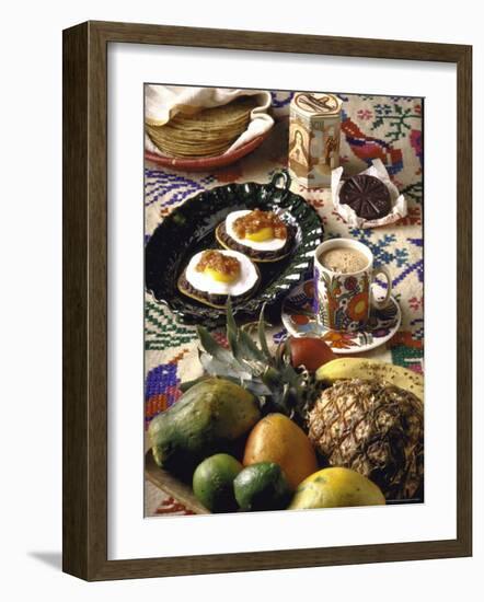 Traditional Mexican Breakfast: Fried Tortillas, Chocolate, Huevos Rancheros and Fresh Fruit-John Dominis-Framed Photographic Print