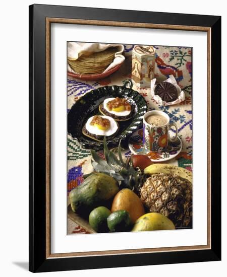 Traditional Mexican Breakfast: Fried Tortillas, Chocolate, Huevos Rancheros and Fresh Fruit-John Dominis-Framed Photographic Print