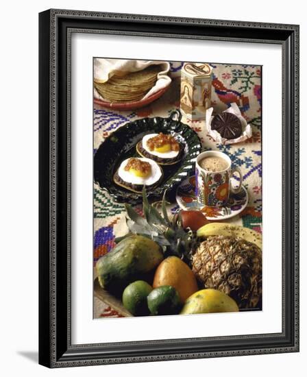 Traditional Mexican Breakfast: Fried Tortillas, Chocolate, Huevos Rancheros and Fresh Fruit-John Dominis-Framed Photographic Print