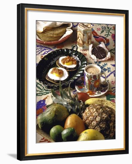 Traditional Mexican Breakfast: Fried Tortillas, Chocolate, Huevos Rancheros and Fresh Fruit-John Dominis-Framed Photographic Print