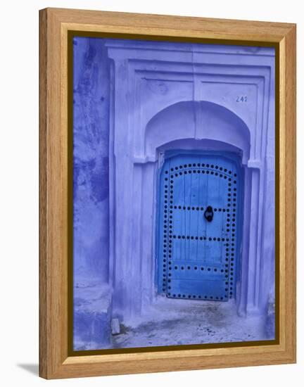 Traditional Moorish-styled Blue Door, Morocco-Merrill Images-Framed Premier Image Canvas