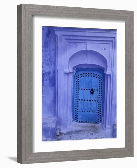 Traditional Moorish-styled Blue Door, Morocco-Merrill Images-Framed Photographic Print