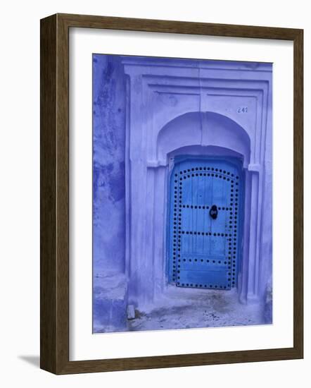 Traditional Moorish-styled Blue Door, Morocco-Merrill Images-Framed Photographic Print