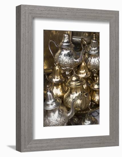 Traditional Moroccan Teapots for Sale in the Souks, Marrakech, Morocco, North Africa, Africa-Martin Child-Framed Photographic Print