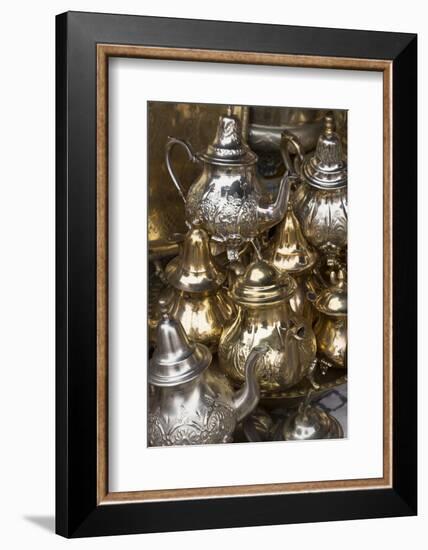 Traditional Moroccan Teapots for Sale in the Souks, Marrakech, Morocco, North Africa, Africa-Martin Child-Framed Photographic Print