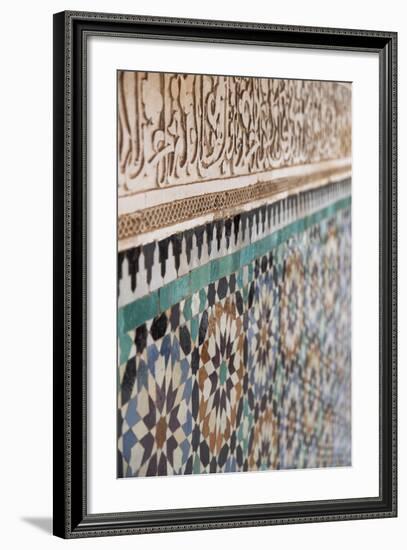 Traditional Moroccan Zallij Tile Work in the Ben Youssef Medersa-Martin Child-Framed Photographic Print