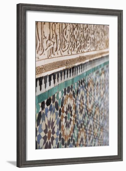 Traditional Moroccan Zallij Tile Work in the Ben Youssef Medersa-Martin Child-Framed Photographic Print