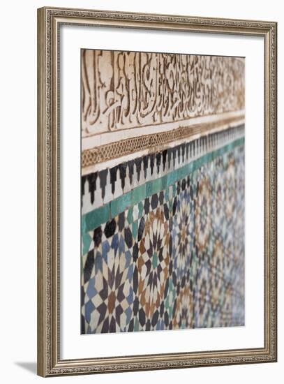 Traditional Moroccan Zallij Tile Work in the Ben Youssef Medersa-Martin Child-Framed Photographic Print