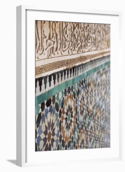 Traditional Moroccan Zallij Tile Work in the Ben Youssef Medersa-Martin Child-Framed Photographic Print