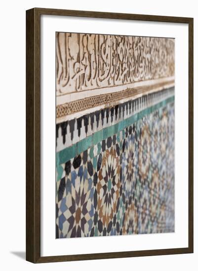 Traditional Moroccan Zallij Tile Work in the Ben Youssef Medersa-Martin Child-Framed Photographic Print