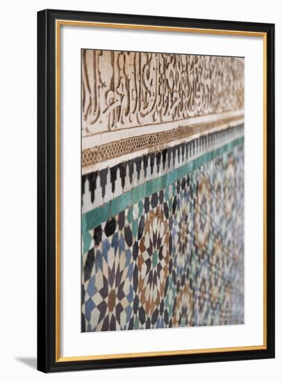 Traditional Moroccan Zallij Tile Work in the Ben Youssef Medersa-Martin Child-Framed Photographic Print