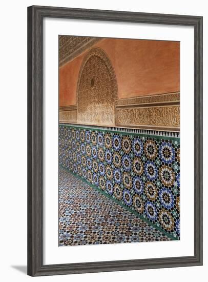 Traditional Moroccan Zallij Tile Work in the Ben Youssef Medersa-Martin Child-Framed Photographic Print