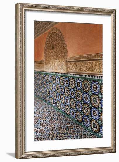 Traditional Moroccan Zallij Tile Work in the Ben Youssef Medersa-Martin Child-Framed Photographic Print