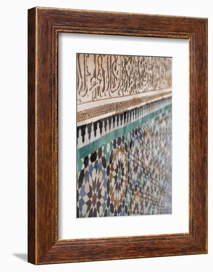 Traditional Moroccan Zallij Tile Work in the Ben Youssef Medersa-Martin Child-Framed Photographic Print