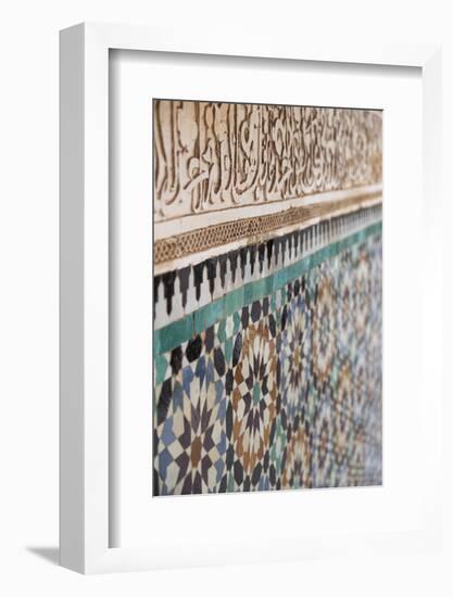 Traditional Moroccan Zallij Tile Work in the Ben Youssef Medersa-Martin Child-Framed Photographic Print