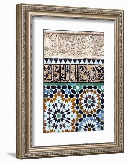 Traditional Moroccan Zallij Tile Work in the Ben Youssef Medersa-Martin Child-Framed Photographic Print