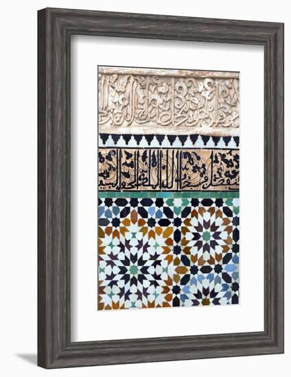 Traditional Moroccan Zallij Tile Work in the Ben Youssef Medersa-Martin Child-Framed Photographic Print