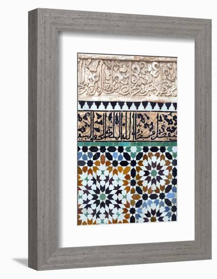 Traditional Moroccan Zallij Tile Work in the Ben Youssef Medersa-Martin Child-Framed Photographic Print