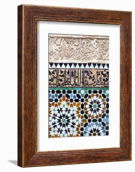 Traditional Moroccan Zallij Tile Work in the Ben Youssef Medersa-Martin Child-Framed Photographic Print