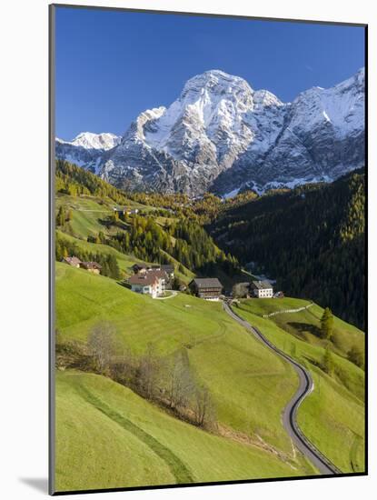 Traditional Mountain Farms Clustered in Hamlets Called Viles in Gader Valley, Alto Adige-Martin Zwick-Mounted Photographic Print