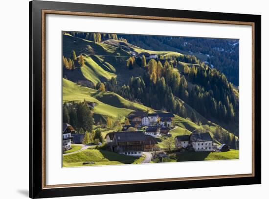 Traditional Mountain Farms Clustered in Hamlets Called Viles in Gader Valley, Alto Adige-Martin Zwick-Framed Photographic Print