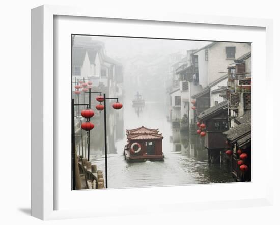 Traditional Old Riverside Houses in Shantang Water Town, Suzhou, Jiangsu Province, China-Kober Christian-Framed Photographic Print